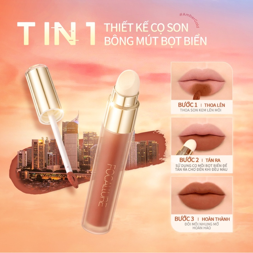 Son môi FOCALLURE son lì trọng lượng nhẹ, dưỡng ẩm thoáng mát, kèm cọ môi 30g FA-210