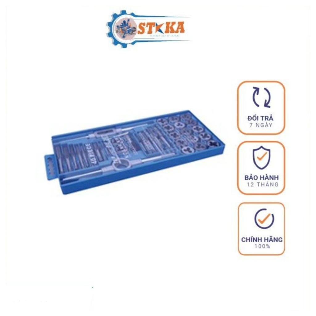 Bộ Taro Tạo Ren Trong, Ren Ngoài 40 Chi Tiết GDC07 Thép Hợp Kim Siêu Cứng Cao Cấp, Bộ Taro 40 chi tiết xanh bé