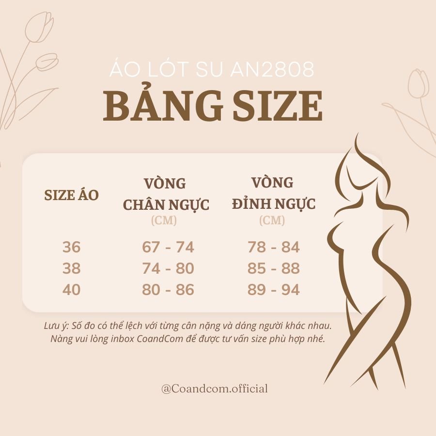 Áo lót nữ su lạnh cao cấp CoandCom áo ngực không gọng đệm mỏng mềm mát, kiểu dáng nâng ngực tạo khe tôn AN2808 dáng