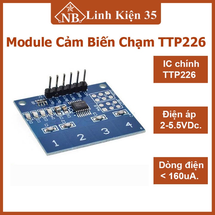 Module mạch cảm biến chạm TTP226 8 phím điện áp 2.4V-5.5V
