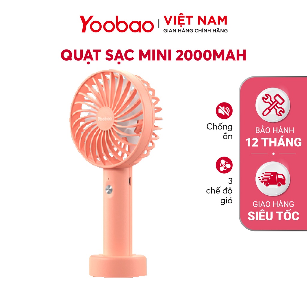 Quạt sạc mini cầm tay có thể đặt bàn YOOBAO F6  2000mah dùng được 9 tiếng  nhỏ gọn tiện lợi - Chính Hãng Yoobao