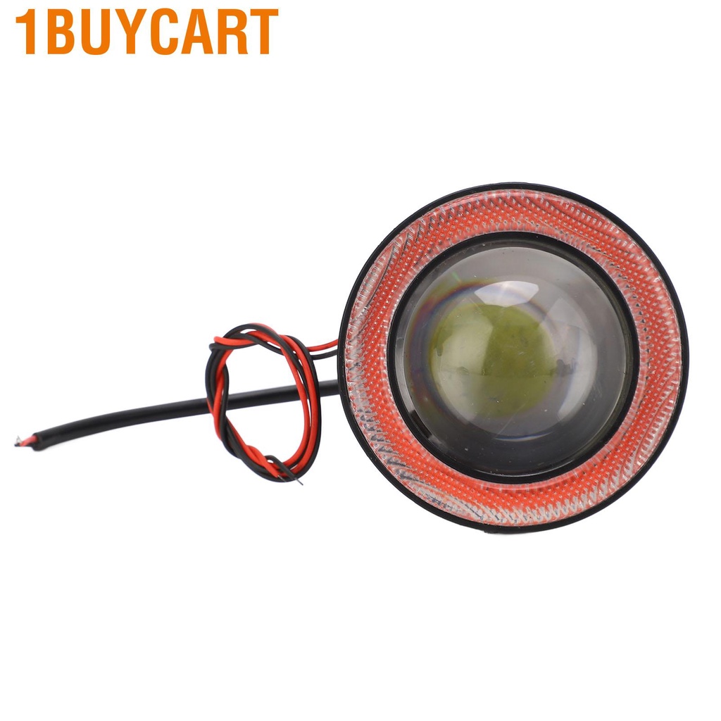 1buycart 2 Pcs 3in Round LED Fog Light Bulbs High Brightness Angel Eye Projector Lamp IP65 Waterproof Universal Fit for Car