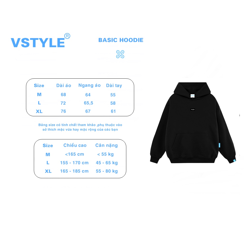 (FULL BOX) Áo Hoodie Basic Logo Vstyle Unisex LocalBrand - Trắng