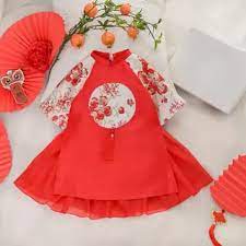 Áo dài cách tân gấm nhũ vân nổi, phối chân váy 2 lớp kèm bờm ngọc cho bé yêu, hàng đẹp