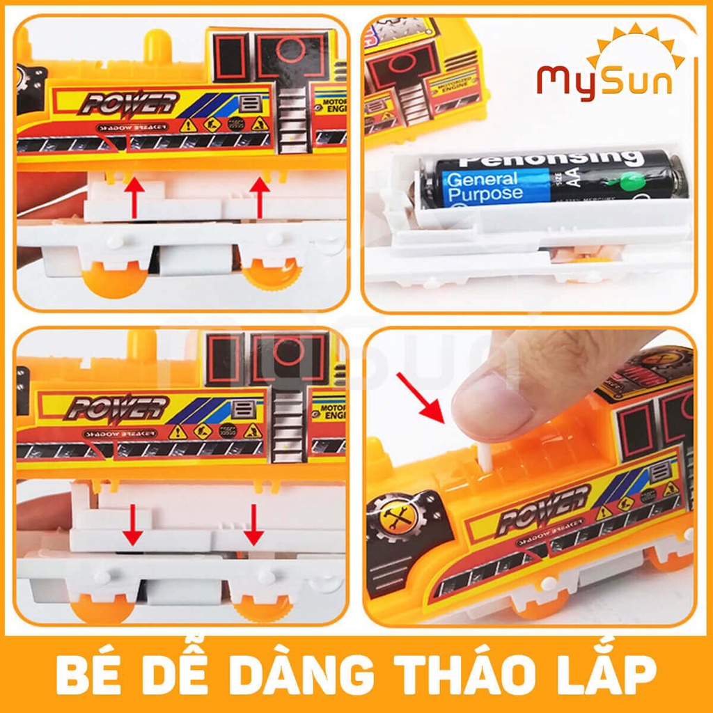 Xe lửa đồ chơi có đường ray chạy bằng pin cho bé MySun