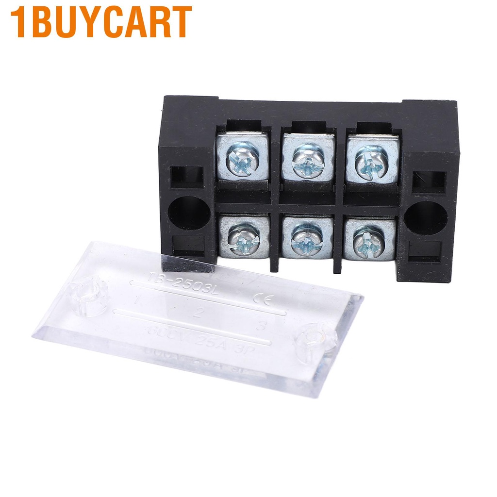 1buycart Terminal Strip Dual Row Screw Clamp High Current Wire Block with Cover 600V 25A 4pcs