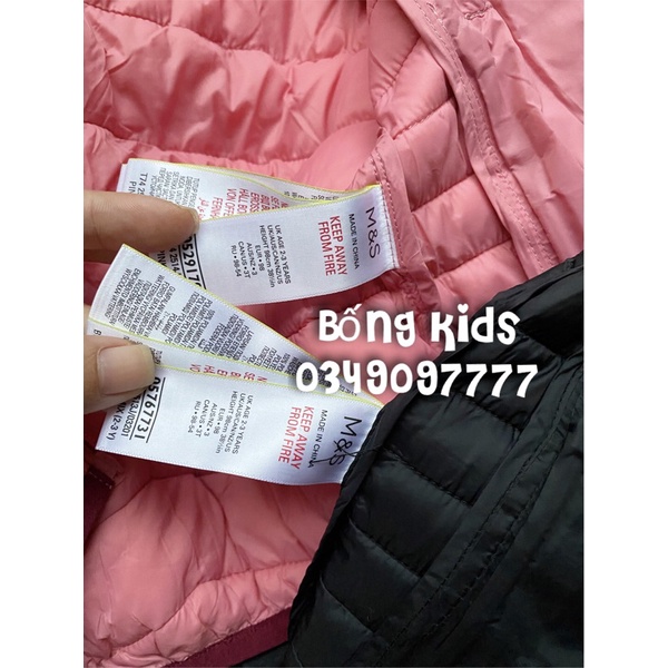 Áo Phao Mềm Bé Gái Siêu Nhẹ M&amp;S