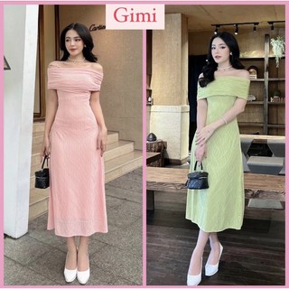 💕đầm bệt vai dáng xoè sang trọng xd💕gimi