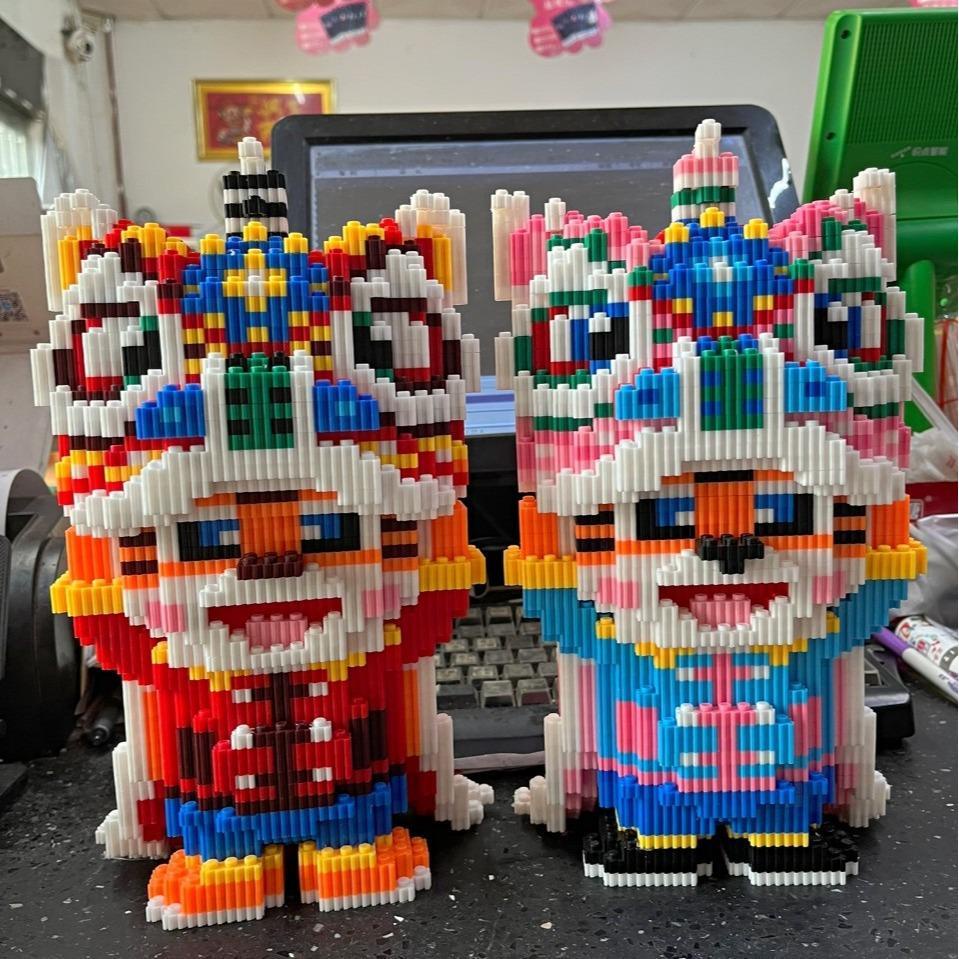 Bộ đồ chơi mô hình lắp ráp hình mèo biết múa lân ngày tết, trung thu