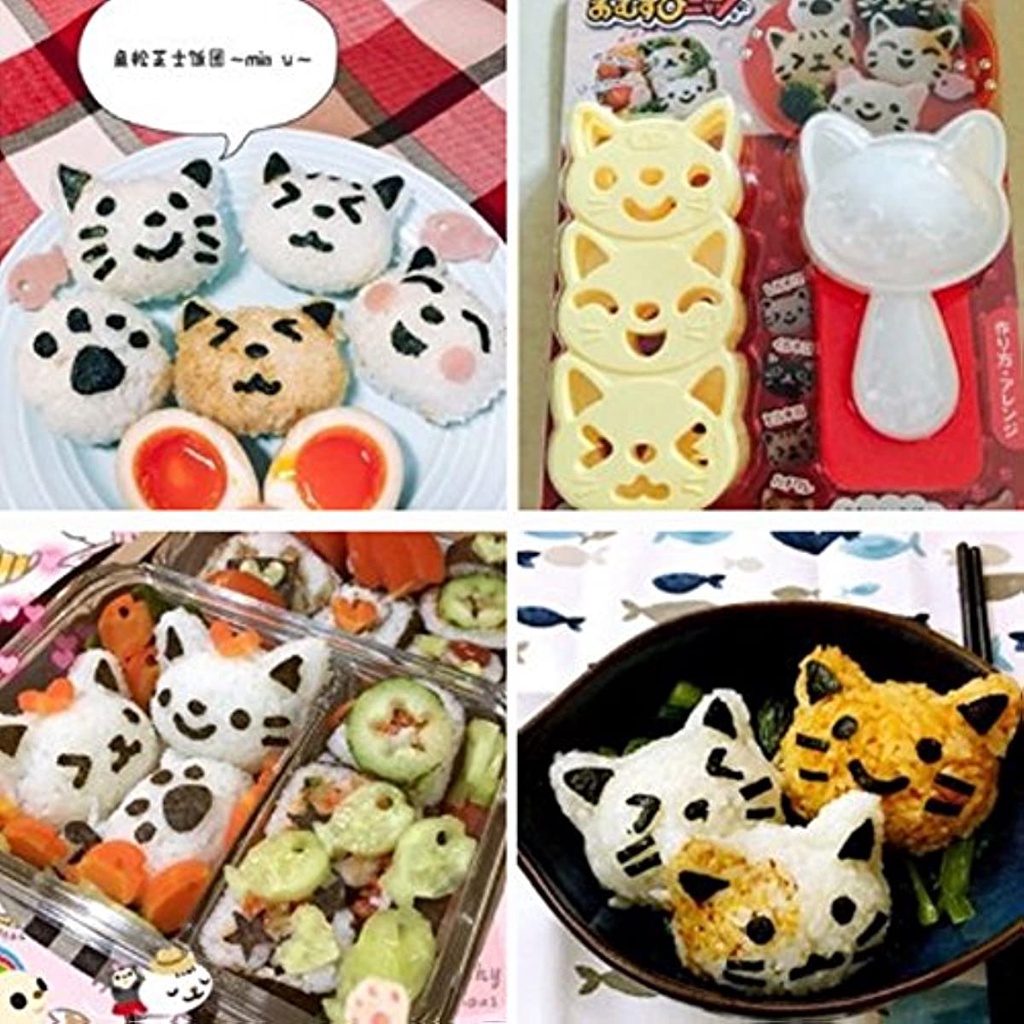 Khuôn Làm Cơm Nắm Hình Mèo Hoạt Hình Dễ Thương JP5