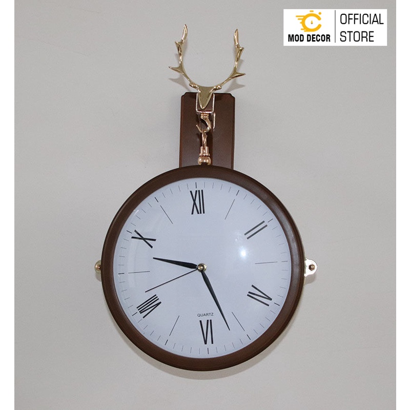 Đồng hồ treo tường trang trí 2 mặt MOD DECOR Én vàng mã 2937