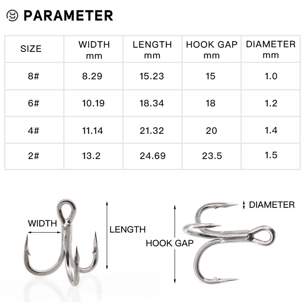 Bộ 6 Móc Câu Cá Ba Lưỡi Bằng Thép Carbon Mạnh Mẽ Cho Trò Chơi Câu Cá Big Fish Fish Fish Fish Salmon S2