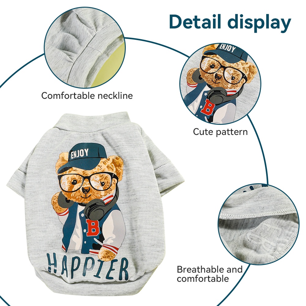 Áo cho chó mèo Nỉ họa tiết ngộ nghĩnh mùa đông - Quần áo cho chó poodle, con, lớn, mèo, thú cưng Vẩu