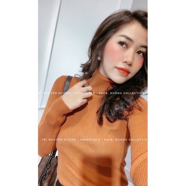 Áo len cổ lọ, áo len tăm nữ tay dài dáng suông trơn basic mềm mịn, giữ nhiệt tốt chuẩn hàng Quảng Châu