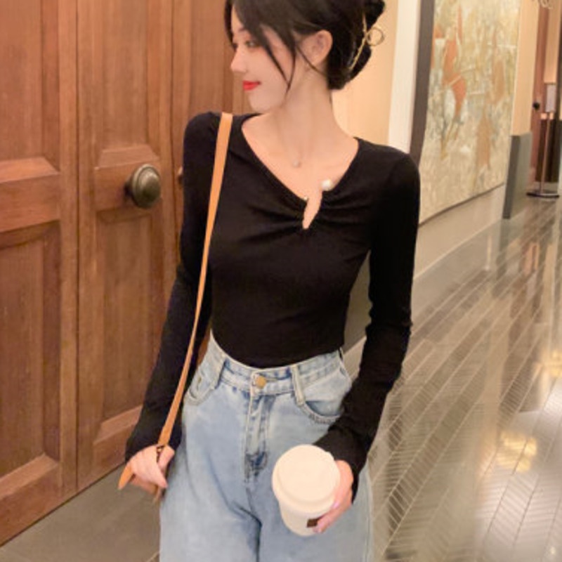 Áo Thun Nữ Dài Tay Cổ Tròn Thời Trang Hàn