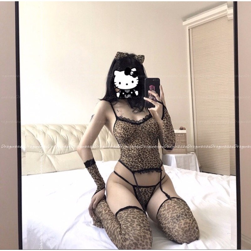 Đồ Cosplay nàng báo gợi cảm - Đồ ngủ sexy da beo nhiều chi tiết