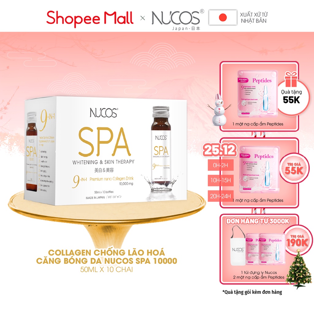 Collagen uống chống lão hóa trắng da Nucos Spa 10000 50ml x 10 chai