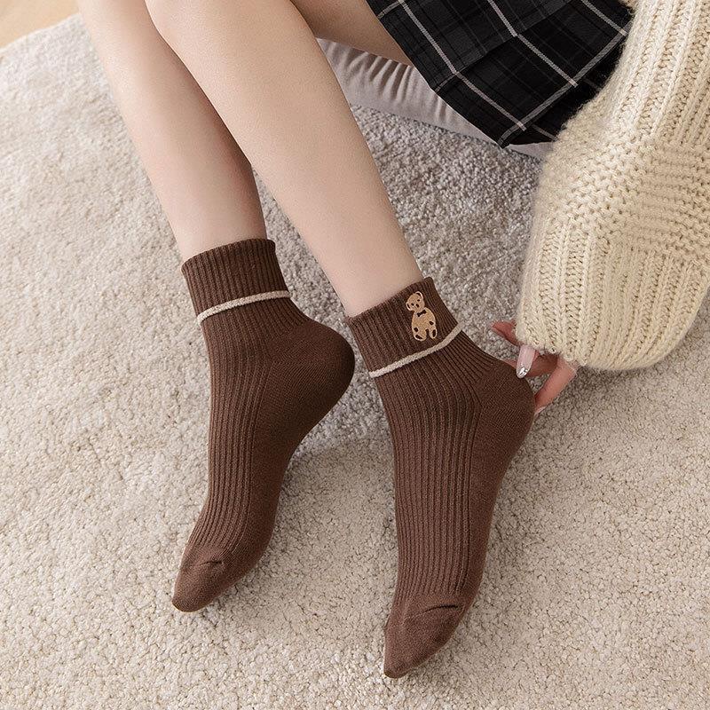 Hàng Mới Về Vớ Cotton Họa Tiết Gấu Dễ Thương Phong Cách Hàn Quốc Cho Nữ
