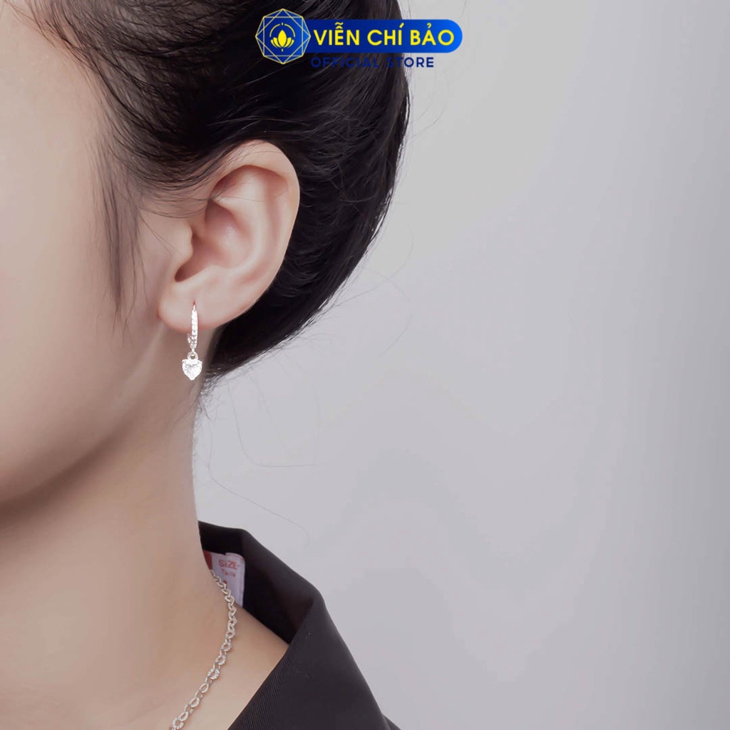 Bông tai bạc nữ trái tim chất liệu bạc 925 thời trang phụ kiện trang sức nữ Viễn Chí Bảo B400039