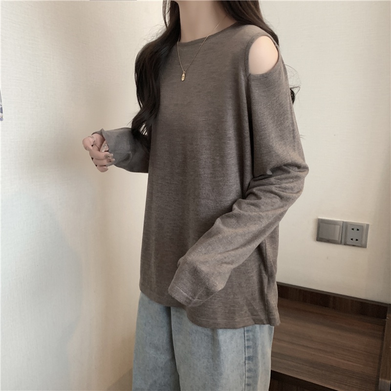 Áo thun SUXI tay dài màu trơn đơn giản thời trang dành cho nữ