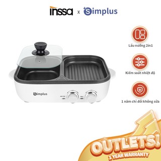 Bếp nướng lẩu điện INSSA DKZP001 2 trong 1 2 ngăn cao cấp đa năng dành cho sử dụng tại nhà và ký túc xá