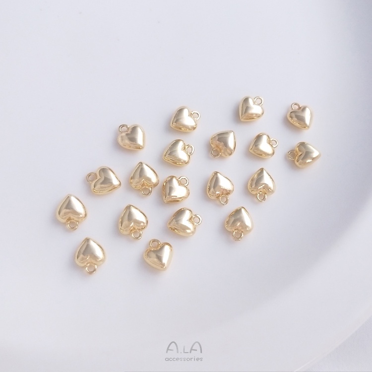 Mặt Dây Chuyền Bằng Đồng Mạ Vàng 14K Hình Trái Tim Ba Chiều diy