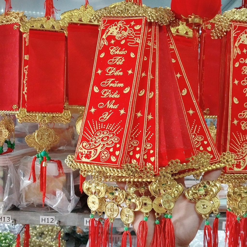 Dây Treo Chúc Tết Trang Trí, Dây Treo Vải Lụa Đỏ Chúc Mừng Năm Mới- An Khang Thịnh Vượng-Vạn Sự Như Ý, Đón Xuân 2023 -E9