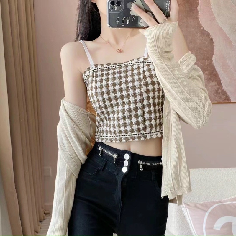 Áo Bra Nữ Dạ Kẻ Có Mút Ngực Chun Lưng Tôn Dáng Siêu Hot 966
