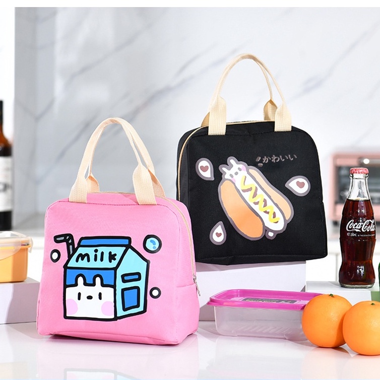 Túi Giữ Nhiệt Túi Đựng Cơm Văn Phòng Chống Thấm Nước Phong Cách Thỏ Fast Food Chibi Dễ Thương
