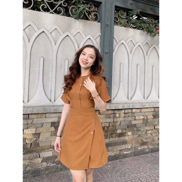 Đầm đắp chéo nút dừa