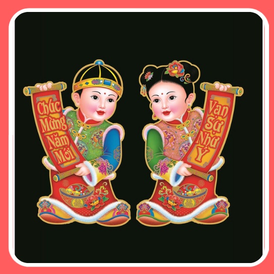 MỘT ĐÔI DECAN DÁN TƯỜNG,CỬA KÍNH TRANG TRÍ TẾT HÌNH CÔ CẬU
