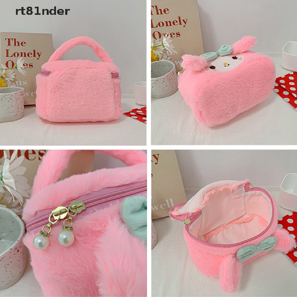 Rt Túi Đựng Mỹ Phẩm Xách Tay Bằng Lông Nhung Họa Tiết Hoạt Hình Anime Dễ Thương Dành Cho Học Sinh Nữ