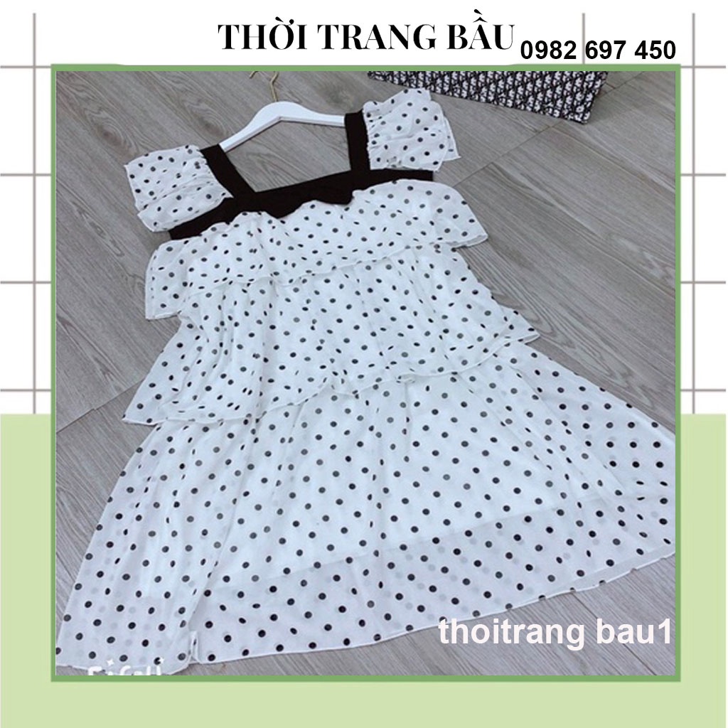 [thowitrangbau1 V-16] VÁY BẦU DỰ TIỆC, TẾT,CÔNG SỞ, DẠO PHỐ- ĐẦM BẦU MỪA HÈ THIẾT KẾ CHẤM BI 2 DÂY NHIỀU TẰNG VẢI 2 LỚP