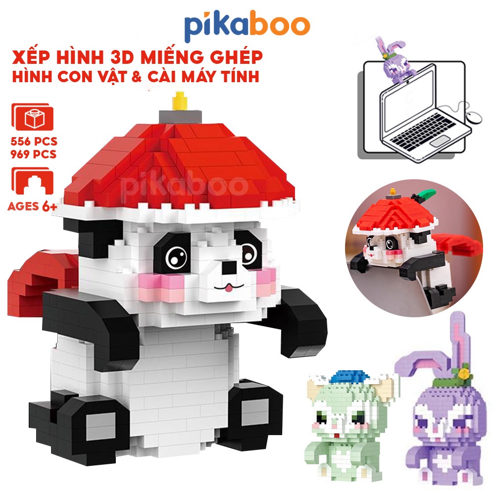 Đồ chơi lắp ráp xếp hình 3D mô hình động vật đáng yêu có thể cài máy tính cao cấp Pikaboo chất liệu an toàn