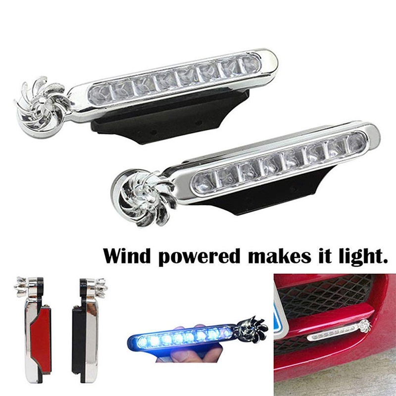 Bộ 2 Đèn LED Sương Mù Chạy Năng Lượng Mặt Trời Chống Thấm Nước 8 Bóng 3 Màu CEP Màu Xanh Dương Chuyên Dụng Cho Xe Hơi