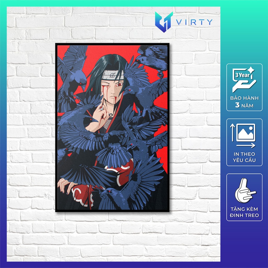 Tranh treo tường decor phòng ngủ VIRTY trang trí phòng khách, tranh canvas ANIME NARUTO kèm khung composite