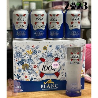 Thùng 24 lon bia Blanc 1664 24 lon tặng kèm 4 ly trong thùng ship Hỏa tốc