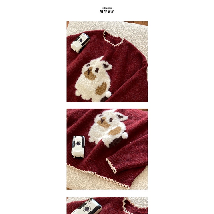 Áo Sweater Xindahui Cổ Tròn In Hình Thỏ Giáng Sinh Thời Trang Thu Đông 2022 Cho Nữ