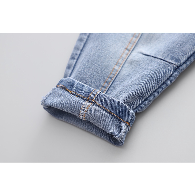 Bộ Áo Sơ Mi Tay Dài + Quần Denim Phong Cách Hàn Quốc Thời Trang Mới Cho Bé Trai Gái Kích Thước 80-120cm