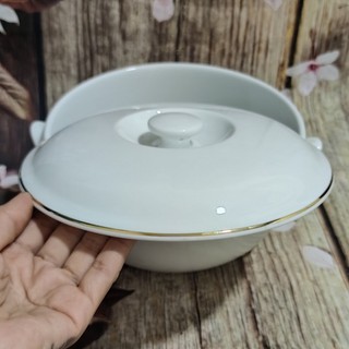 Thố cơm sứ Minh Long viền vàng 18cm - thố cơm sứ viền vàng