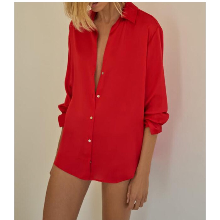 ZARA Áo Sơ Mi Lụa satin Kết Cấu Mới Mùa Hè TRAF ZARA7969046 8741024