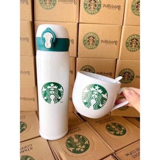 Set Bình Giữ Nhiệt và Cốc Sứ Starbuck, Bình Giữ Nhiệt, Cốc Sứ và Thìa Starbuck