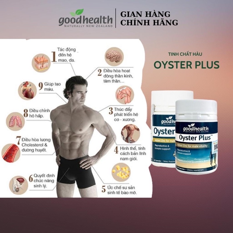 Tinh chất hàu New Zealand Good Health Oyster Plus tăng cường sinh lý nam giới hộp 60v