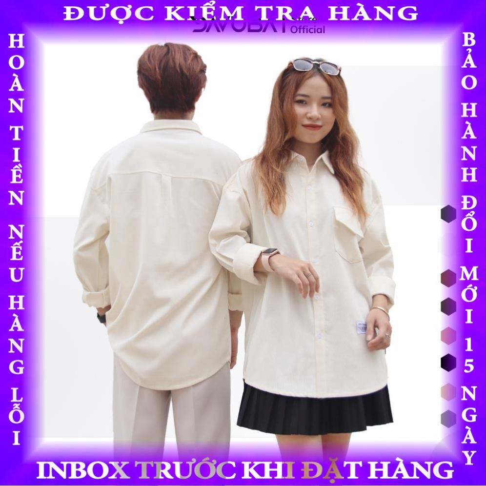 Áo sơ mi tay dài nam nữ dáng rộng cao cấp vải nhung tăm DAVUBA SM004 thitrang