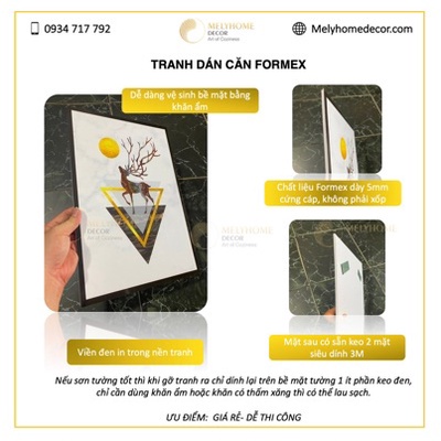 Tranh treo tường, Tranh dán tường bộ 6 bức decor phòng ngủ và phòng khách