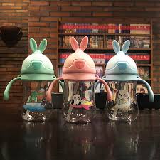 Bình nước tập uống cho bé FREESHIP Bình con thỏ có van chống sặc cao cấp 250ml bằng nhựa PP chịu nhiệt tốt