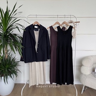 Váy len sát nách cổ tròn dáng dài - V0789