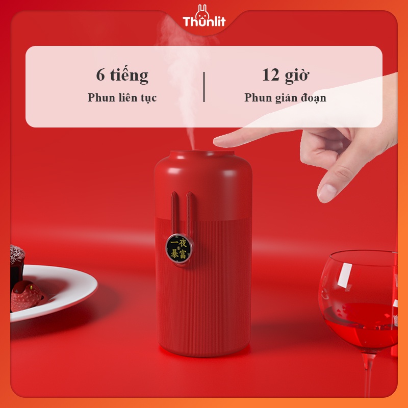 Máy phun sương tạo độ ẩm di động để bàn Thunlit 350ml áp dụng cho bàn học tập văn phòng Gradient 7 màu Máy lọc không khí nhẹ RGB Giáng sinh và năm mới