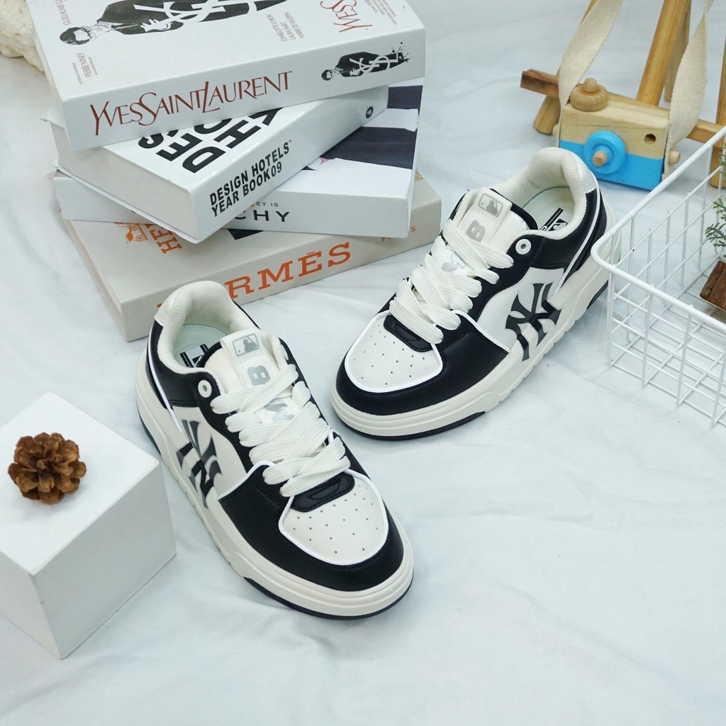 [Bao Check] Giày MLB Liner Chunky , Giày MLB NY Thể Thao cổ thấp, New_York_Yankees ‘Black White’