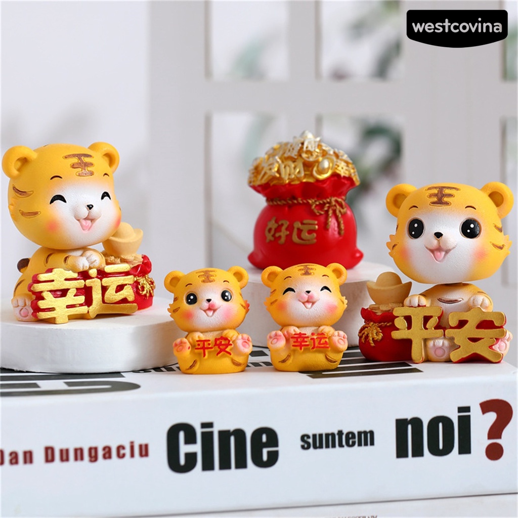 [WEST]⚘Mô Hình Con Hổ Bằng Nhựa Resin Năm Mới 2022 Trang Trí Nhà Cửa